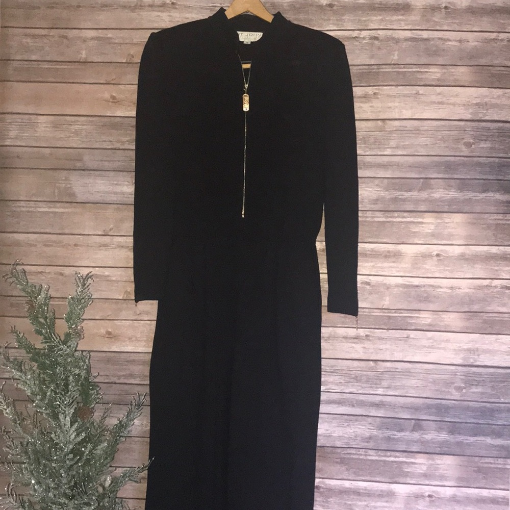 St. John Collection couture black jump pant suit